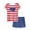 Stars & Stripes Heart, variant on Beezizac Cotton Pajama for Girls - Green & Pink Strawberry Short Sleeve Set 2-Piece Kid Sleepover PJ Size 14