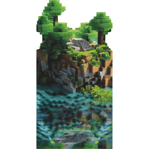 SP13376 Gold Mine Pixel Crafting Game Island Tree Ocean Grass Rock Cardboard Cutout Standee Standup