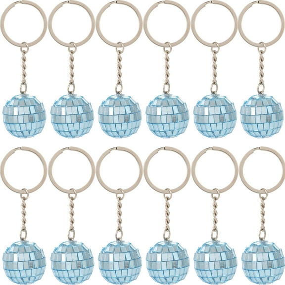 KOYPTL Disco Ball Keychain,Mini Christmas Balls Ornaments,12 Pcs Christmas Tree Disco Mirror Balls For Party Favors Halloween Christmas Party Decorations（2.5cm Blue)
