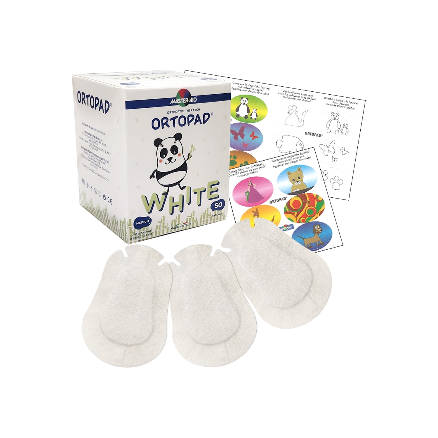 Ortopad® Bamboo Adhesive Eye Patches, 50/Box (Medium Size, 2-4 yrs), White