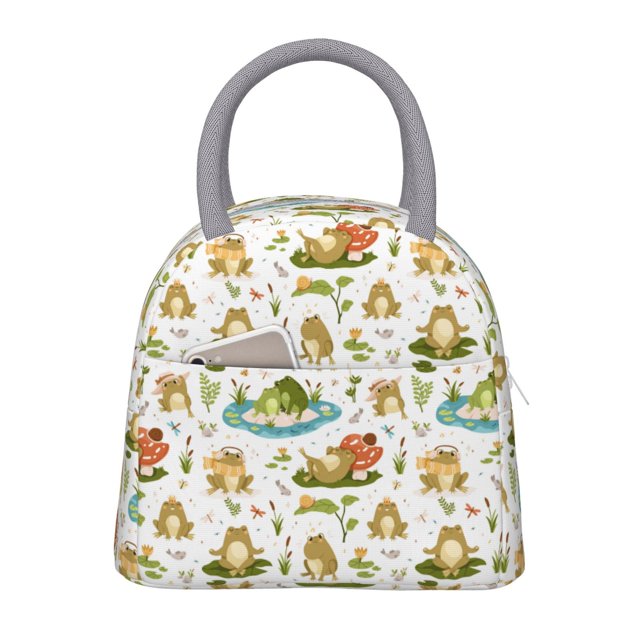 Easygdp Cute Frog Bolsa de Almuerzo Insulada Grande, Forro de Aluminio, Diseño Espacioso, a Prueba de Fugas, Ideal para Trabajo, Picnics, Viajes y Actividades al Aire Libre