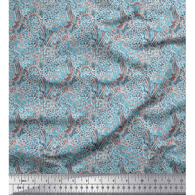 Soimoi Rayon Fabric Brush Stroke Abstract Printed Craft Fabric by The Yard 42 Inch Wide