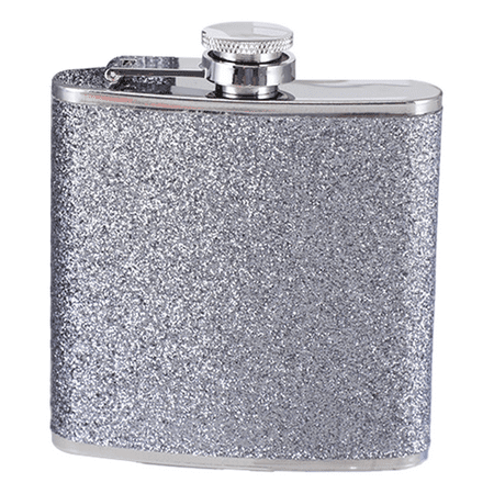 

Stainless Steel Colorful Glitter Hip Flask Alcohol Liquor Flask for Women Silver 6oz