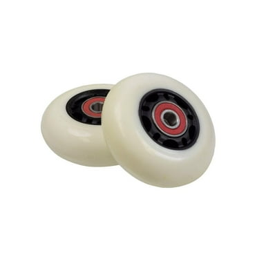 AlveyTech 68 mm Wheels with Bearings for Razor RipStik® RipSter, RipStik® RipSter DLX, & Sole Skate (Set of 2) (White Wheel Black Hub)