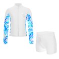 thumbnail image 2 of TiaoBug Kids Girls Figure Ice Skatinhg Gym Workout Tracksuit Long Sleeve Zipper Sweatshirt and Short Set White 8, 2 of 6
