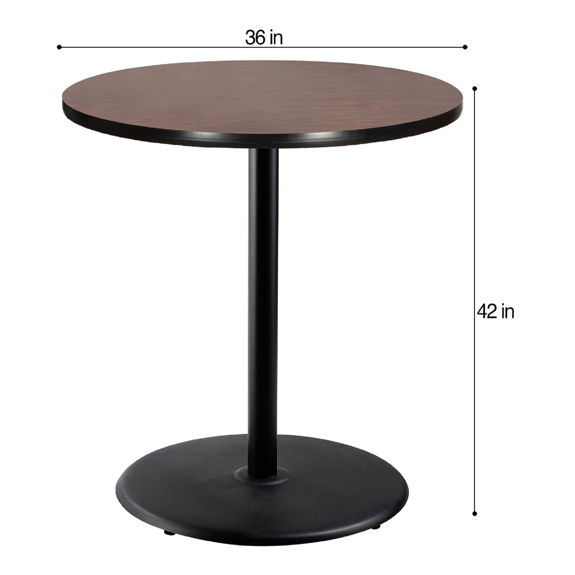 Hampden Furnishings Bennet Collection Steel Frame 36" Round Top, Round Base, 42" Height, Cafe Table, Black Frame/Mahogany Top