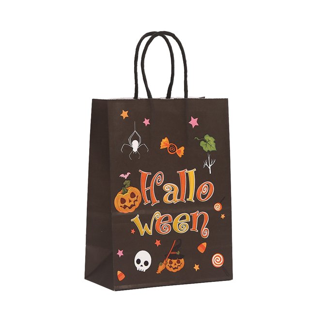 Gkeoshab Food Storage Halloween Paper Gift Bags With Handles 4 Design Halloween Theme Bags Pumpkin Candy Bags Goodie Present Bags For Gift Home & Garden