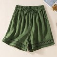 thumbnail image 3 of Pantalones cortos TEELYNN holgados con cintura elástica estilo bohemio para playa para mujer, pantalones cortos casuales de lino y algodón con encaje floral para verano 3XL, 3 of 5