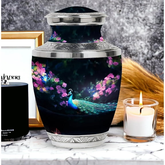 Peacock Urn, Memorial Urn for Human Ashes, Decorative Keepsake Urn, Personalized Funeral Urn, Majestic Tribute Urn, for Male and Female