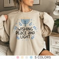 thumbnail image 3 of Hanukkah Sweatshirt, Wishing Peace and Light, 3 of 6