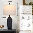 thumbnail image 5 of Cinkeda 25" Touch Control Table Lamp Set of 2, Black Sand-Textured Resin Body with Oatmeal Linen Shade, USB-A and Type-C Ports with AC Outlet, 3-Level Dimmable, E26 LED Bulb Included for Bedroom, 5 of 8