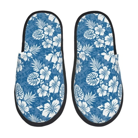 Balery Leaves And Flowers Slient Indoor Furry Fleece Comfort House Shoes Soft Non-Slip Home Shoes Cotton slippers House Slippers-- Large