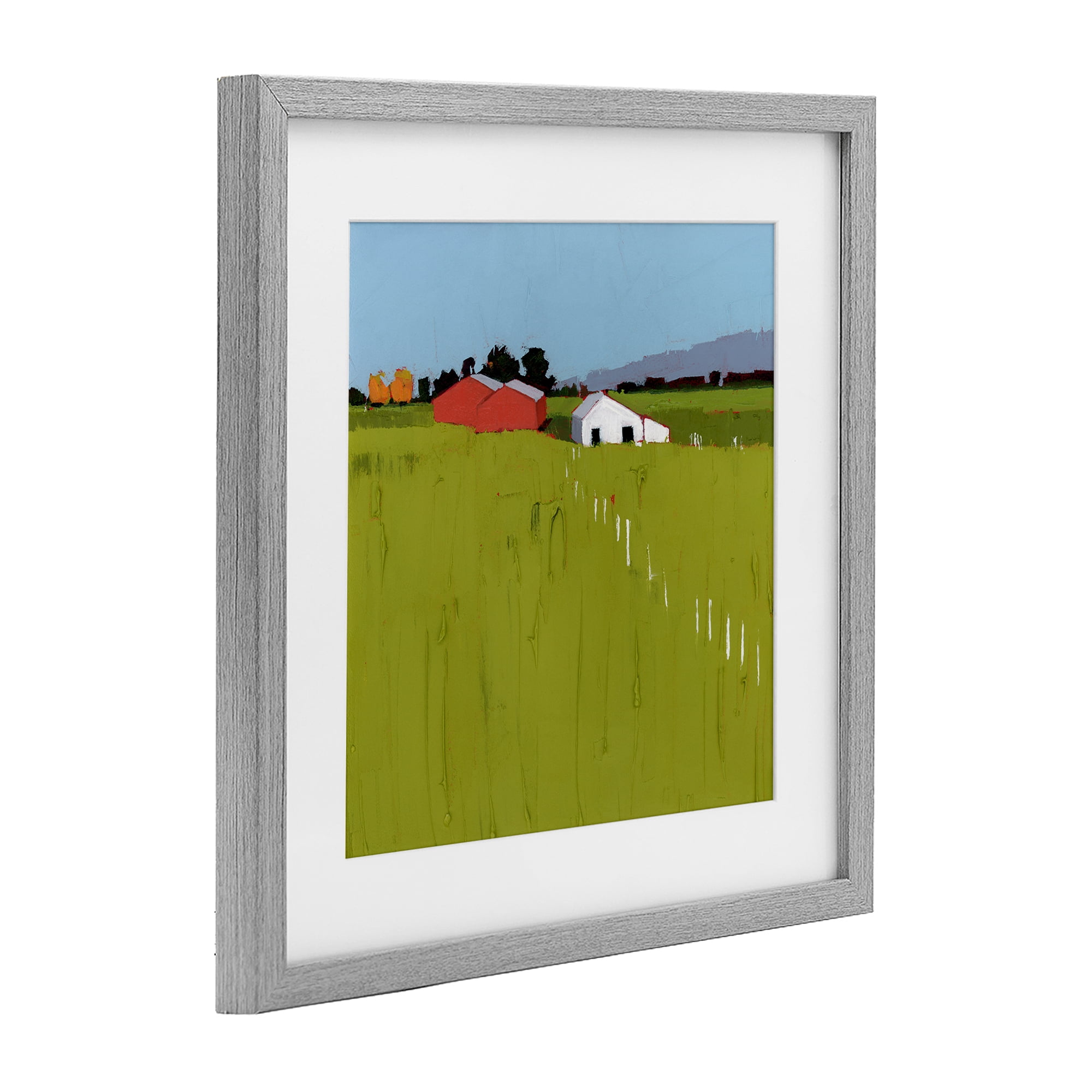 Pastoral Fence Line Gray Framed Print Under Glass, design by Ruth LaGue