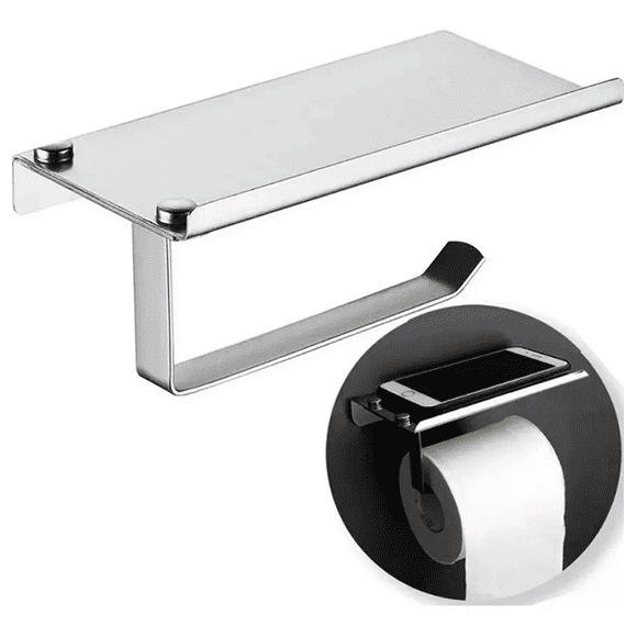 Porta-rollo De Rollos Sanitarios Acero Inoxidable C Repisa Xtellar plateado