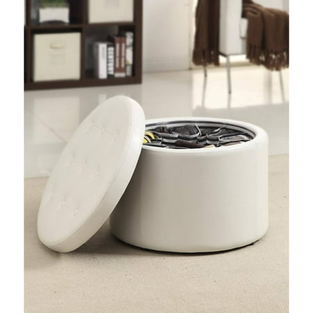 Convenience Concepts Designs4Comfort Round Faux Leather Shoe Ottoman, Multiple Colors