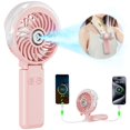 thumbnail image 1 of Ventilador nebulizador portátil HandFan 5200 mAh con depósito de agua de 34 ml, color rosa, 1 of 9