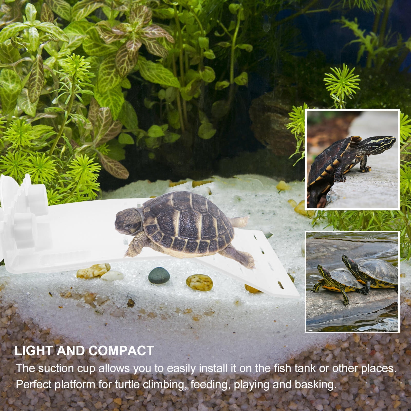 OFFIGAM Plastic Turtle Floating Platform with Cup for Fish Aquarium Accessory
