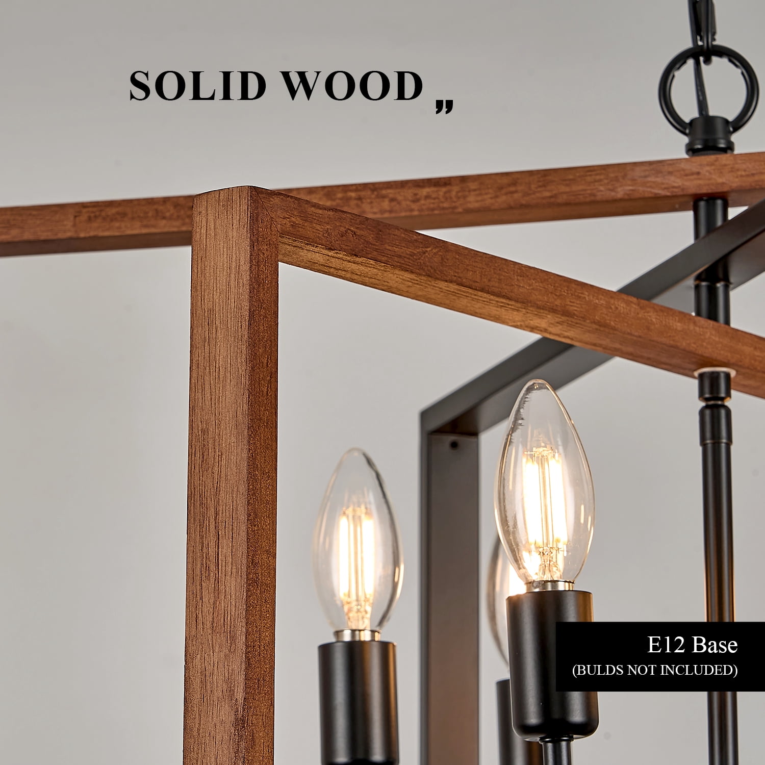6-LightRustic Wood Chandelier 28" Geometric Farmhouse Wooden Pendant Light Fixtures