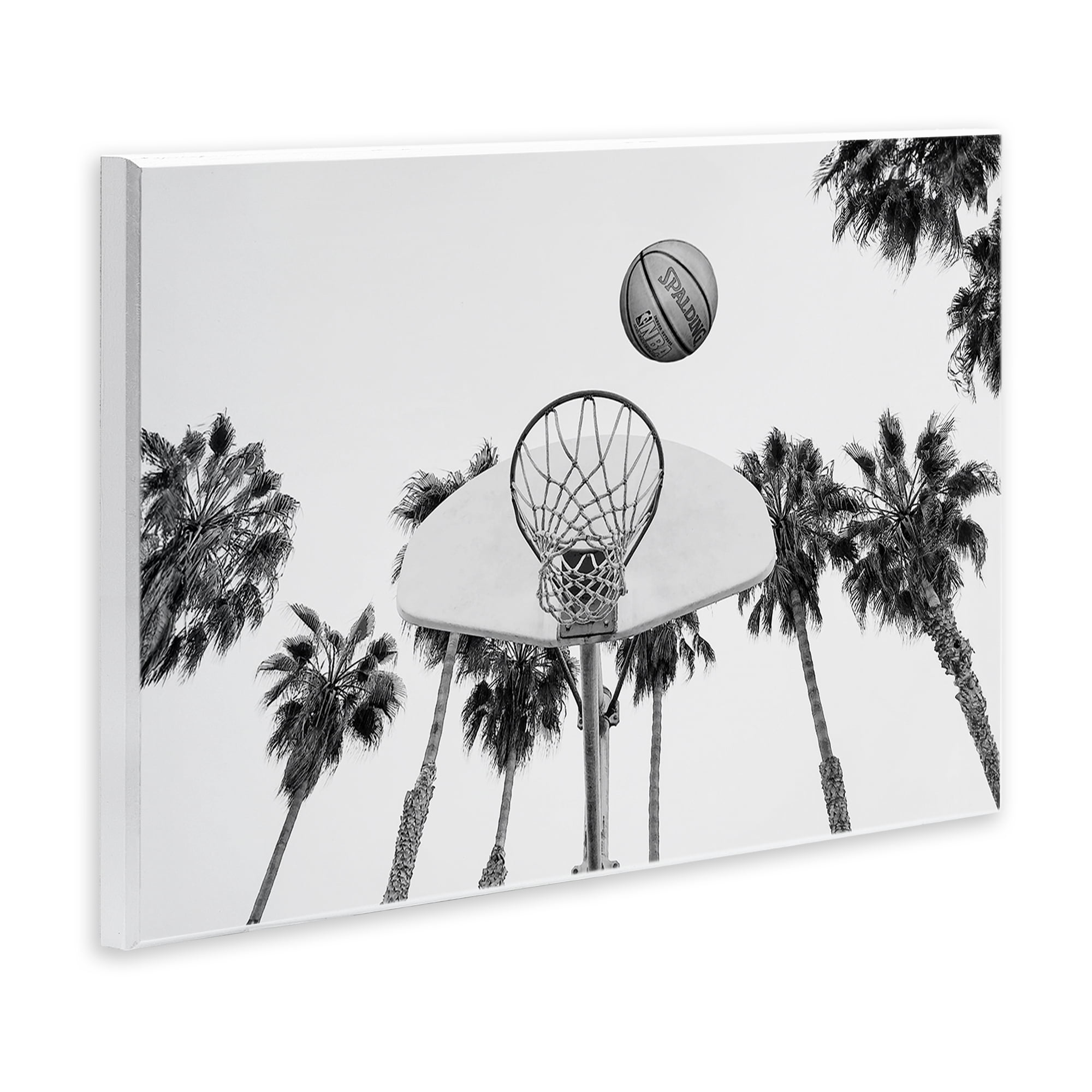Stupell Industries Basketball Hoop with Palms Sports Painting Unframed Art Print Wall Art, 15 x 10