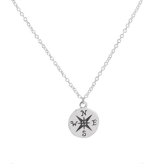 Travel Necklace Women's Pendants Compass Necklaces Chain Necklace Simple Necklace Women's Necklace Compass Necklace Women Pendant Necklaces 1Pack