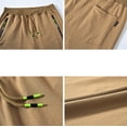thumbnail image 3 of Tyhengta Mens Shorts Casual Sports Drawstring Zipper Pockets Elastic Waist Khaki 32, 3 of 8