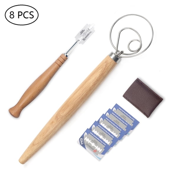 Bread Making Tools and Supplies - Danish Dough Whisk, Bread Lame - for Baking Sourdough, Pizza, Pastry