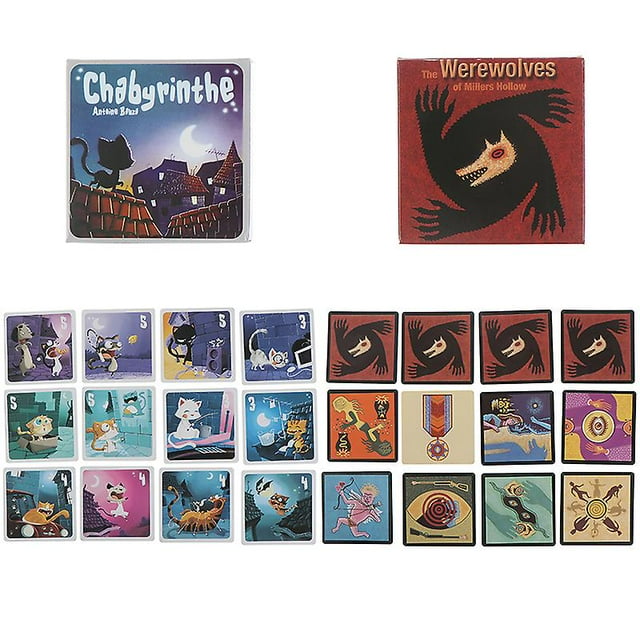 24pcs Were1wolf Cat Board Games Cards English Version Family Fun Playing Cards