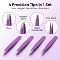 thumbnail image 2 of ACDANC Purple Tweezers Set,4 Pack Stainless Steel Eyebrow Tweezers with Travel Case for Women&Men,Precision Tweezers for Facial Hair,Ingrown Hair&Splinter Removal, 2 of 9