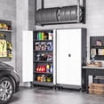 thumbnail image 2 of AUHUP Metal Storage Cabinet with Wheels, 73" Rolling Garage Storage Cabinets with 4 Adjustable Shelves & Locking Doors,Gray White Tool Cabinet for Garage,Home,Warehouse,Workshop, 2 of 11