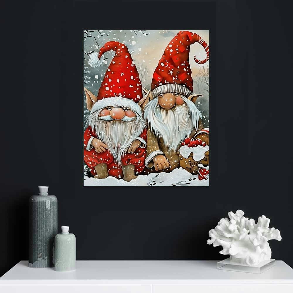 ぐるみん　キャンバスアート　冬 Nawypu Winter Gnome Fantasy Canvas Wall Art Christmas Snow