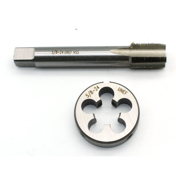 TEMO 1/2 inch-28 UNEF Tap and Die Set High Speed Steel 1/2 inch x 28 Right Hand Thread Tap and Round Die