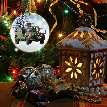 

LINMOUA Christmas Cartoon Polices Car Fire Truck Fire Pendant Christmas Tree Holiday Home Decor