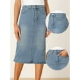 thumbnail image 2 of DARING DIVA Women's Denim Split Back Pockets Midi Jean Skirts M Light Blue, 2 of 6