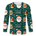 thumbnail image 3 of Christmas T-Shirts for Men Long Sleeve Merry Christmas Graphic Pajamas Tee Crew Neck Casual Slim Fit Family Xmas Gift Mens Shirts Navy XXL, 3 of 5