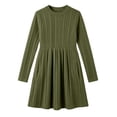 thumbnail image 4 of IROINNID Girls Ribbed Knit Dress Round Neck Long Sleeve A Line Pleated with Pockets Solid Color Casual for Fall Winter Daily Wear Cozy Soft Comfy, 4 of 8