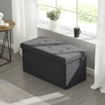 thumbnail image 5 of Ornavo Foldable Tufted Linen Large Storage Ottoman Bench Foot Rest Stool/Seat - 15" x 30" x 15"- Charocal, 5 of 6