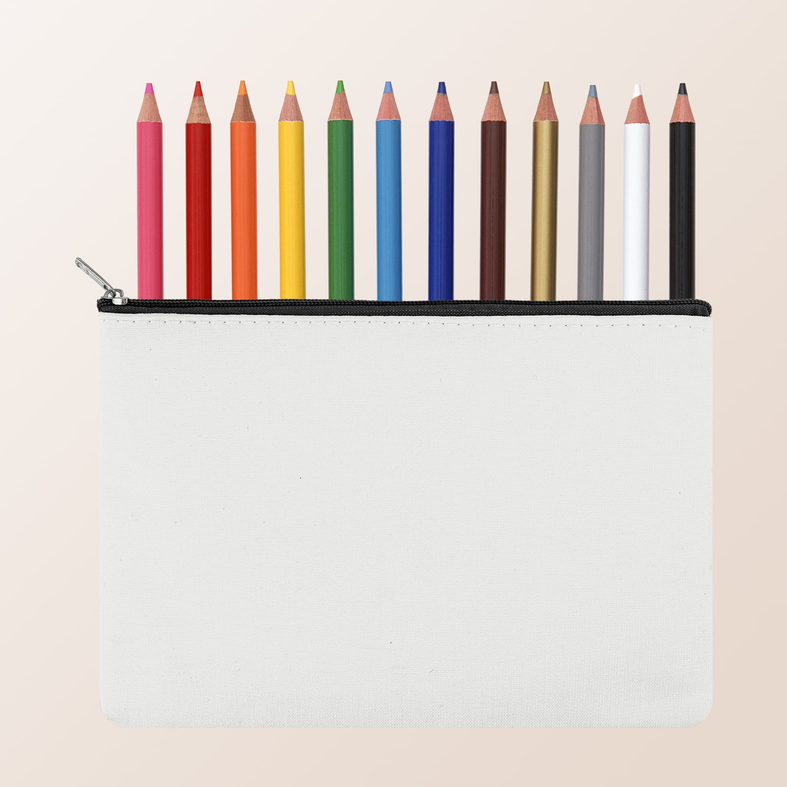 Aspire 12-Pack Canvas Zipper Bag with Lining, Black Cosmetic Pouch, 6-3/4" x 4-3/4" Pencil Bag, Christmas Gift Bag