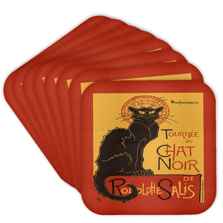 3drose, Tournee Du Chat Noir De Rodolphe Salis Vector, Set of 8 Coasters - Cork