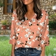 thumbnail image 1 of Xuyuer Women's V-Neck 3/4 Sleeve Pullover Top, Solid Color Casual Loose Blouse for Spring and Summer Fashion, 1 of 5