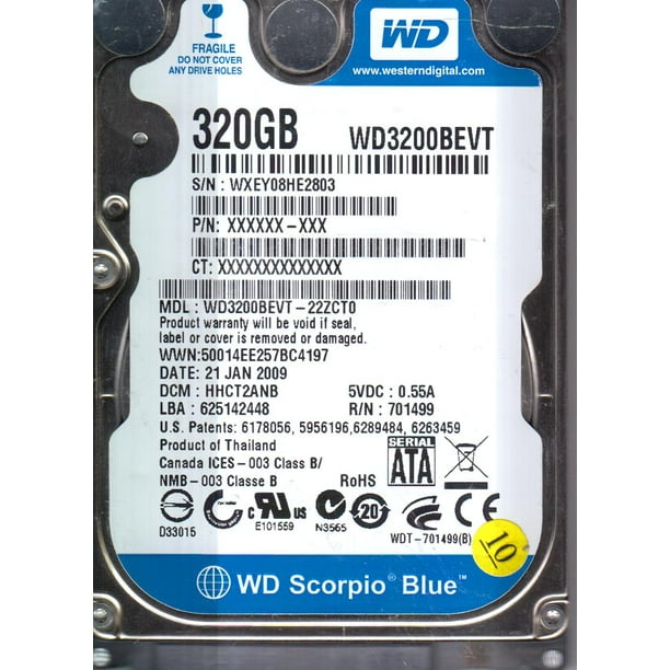WD3200BEVT-22ZCT0, DCM HHCT2ANB, Western Digital 320GB SATA 2.5 Hard - Walmart.com