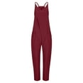 thumbnail image 4 of JINMGG 2024 Summer Plus Womens Shorts Clearance,Fashion Women Casual Cold Shoulder Jumpsuit Solid Suspender Jumpsuits Wide Pocket Leg Pant, 4 of 6