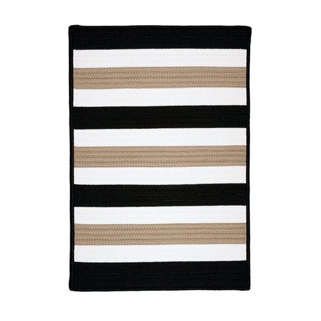 Colonial Mills PO49R036X036S 3 ft. Portico Striped Square Rug, Sharp Black
