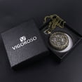 thumbnail image 3 of VIGOROSO Vintage Pocket Watch for Men Women Bronze Skeleton Floral Pattern Quartz Fob Watches with Chain, 3 of 6
