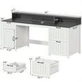thumbnail image 4 of Executive Desk, 63" Farmhouse Desk with Storage, Home Office Desk with Drawers and Cabinet, Wood Desk with Monitor Stand, Rustic Writing Desk Study Table Elegant Computer Desk with File Drawer, White, 4 of 10