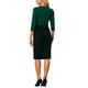 thumbnail image 3 of Vestido de tubo para mujer Inspire Chic, vestido midi ajustado de color contrastante, ideal para el trabajo, color verde oscuro, 3 of 6