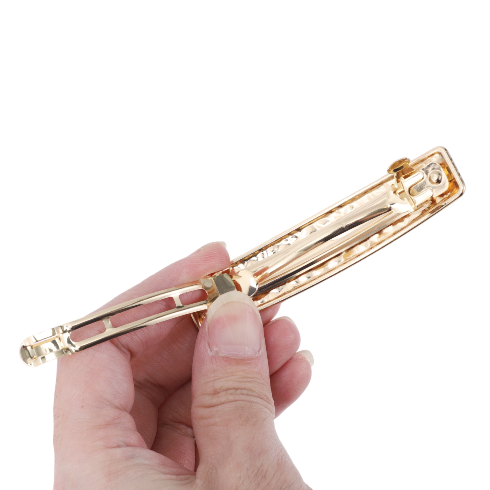 Unique Bargains Fashion Rectangle Hair Clips for Home Use in Gold Tone