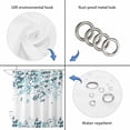 thumbnail image 3 of Teal Blue Leaves Shower Curtain Set - Small 36" x 72" Washable Bathtub Curtain with 12 Hooks, Summer Botanical Waterproof Fabric Stall Shower Curtains for Bathroom/Bathtub Décor, 3 of 6