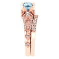 thumbnail image 3 of Clara Pucci 14K Rose Gold Round Cut 1.5Ct Simulated Blue Diamond Engagement Ring + Matching Band - Luxury Box Included, 3 of 7