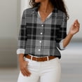 thumbnail image 4 of Oversized Shirts for Women Long Sleeve Stripe Button Down Shirts Lightweight Dressy Casual Tops Holiday Blouses Black S, 4 of 5