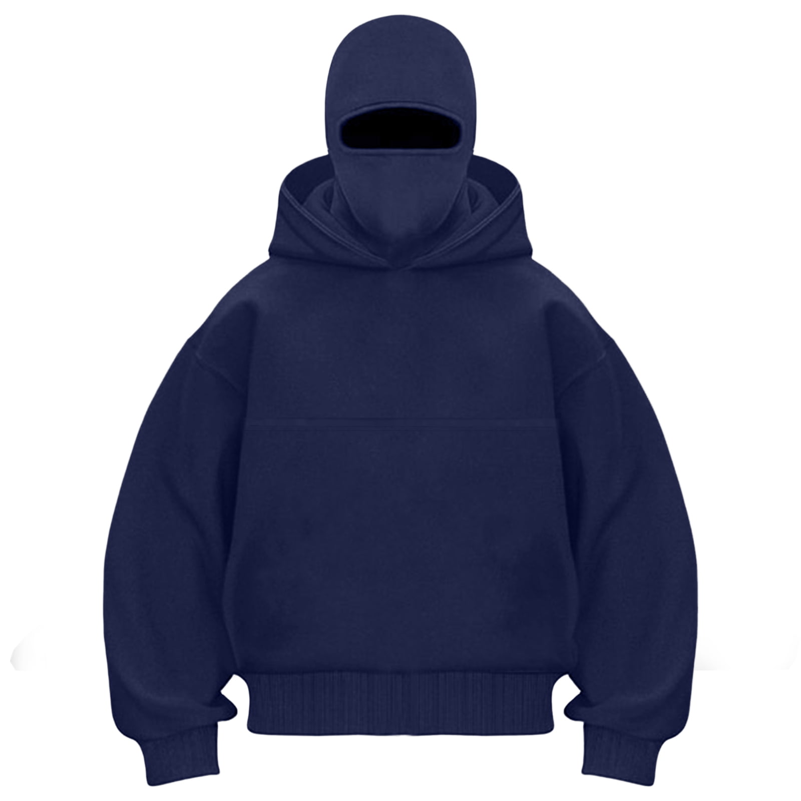 idosla Balaclava Ninja Hoodie with Built In Balaclava Unisex Women Long Sleeved Warm Pet Pocket and Winter Streetwear Sportswear Hoodies (Navy, S)